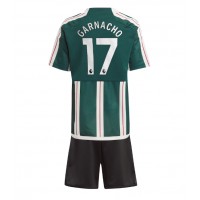 Manchester United Alejandro Garnacho #17 Vonkajší Detský futbalový dres 2023-24 Krátky Rukáv (+ trenírky)